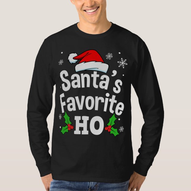 Camiseta Papais noeis de Natal Engraçados Favoritos Ho Cute (Frente)