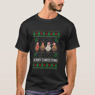 Camiseta Papais noeis de Natal Engraçados Frangos Xmas Feio