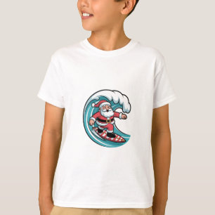 Camiseta Papais noeis de Natal engraçados Surf de surfe