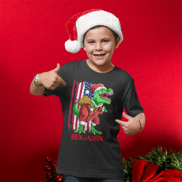 Camiseta Papais noeis de Natal Engraçados T Rex Tyrannosaur