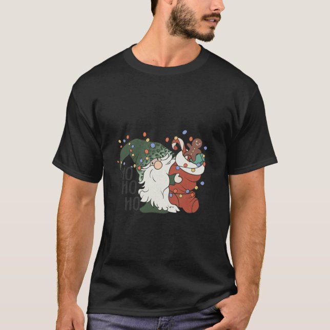 Camiseta Papais noeis de Natal Engraçados Três Gnomos Hohoh (Frente)