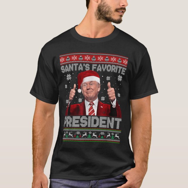 Camiseta Papais noeis de Natal Favoritos Presidente Xmas Ug (Frente)