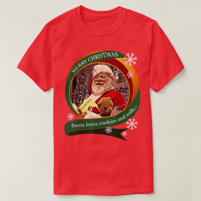 Camiseta Papais noeis de Natal Feliz Adora Cookies e Desenh (Frente do Design)