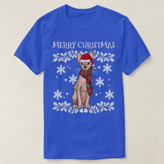 Camiseta Papais noeis de Natal Feliz Sphynx Cat Xmas - gi (Frente do Design)