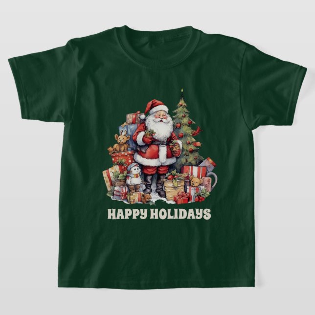 Camiseta papais noeis de Natal festivos adicionam aquarela (Postura )
