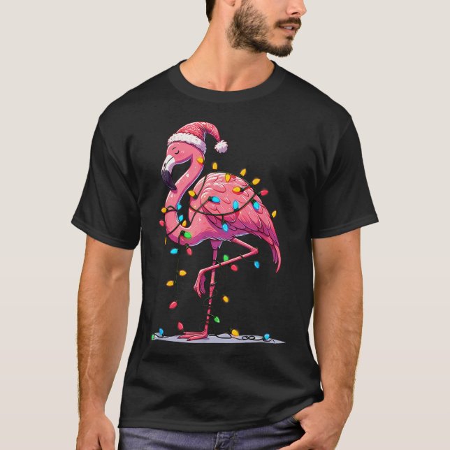 Camiseta Papais noeis de Natal Flamingo Lover Mulheres Home (Frente)