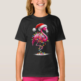 Camiseta Papais noeis de Natal Flamingo Lover Xmas