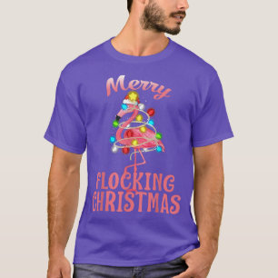 Camiseta Papais noeis de Natal Flamingo Xmas 252 com feliz