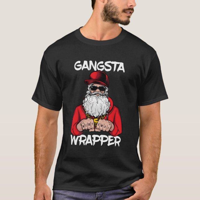 Camiseta Papais noeis de Natal Gangsta Wrapper (Frente)