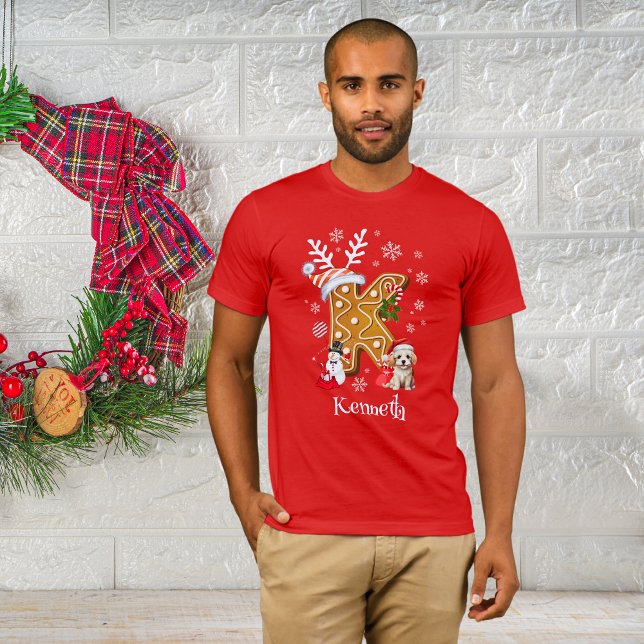 Camiseta Papais noeis de Natal Gingerpão Nome Carta K Homen (Criador carregado)