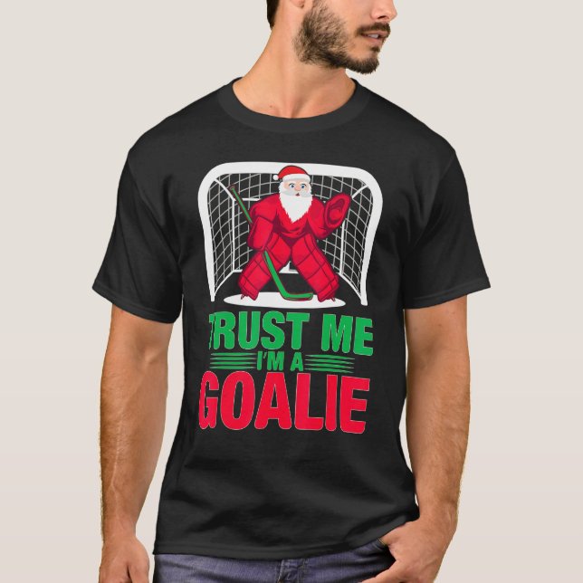Camiseta Papais noeis de Natal Gol de Hóquei no Gelo Xmas (Frente)