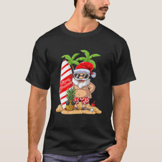 Camiseta Papais noeis de Natal Havaiano Surfing T Summer Su