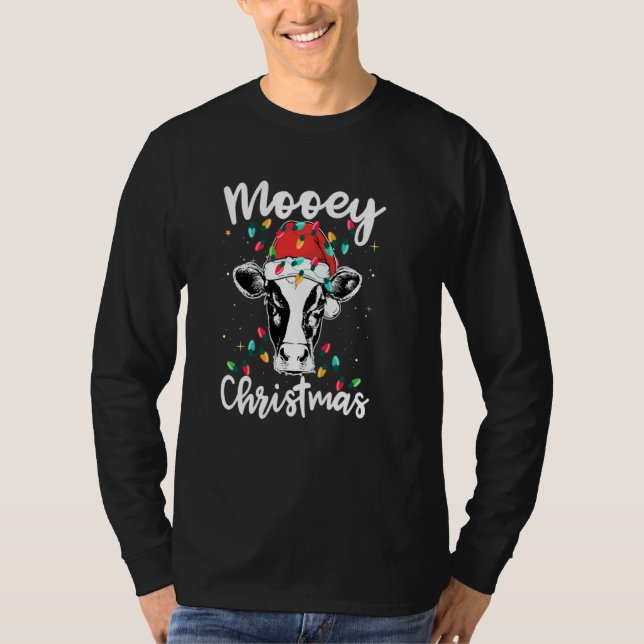 Camiseta Papais noeis de Natal Heifer Xmas Lights Cow Lover (Frente)