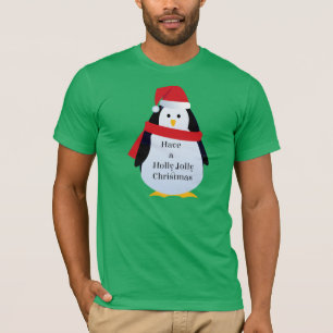 Camiseta papais noeis de Natal Holly Jolly Pinguins
