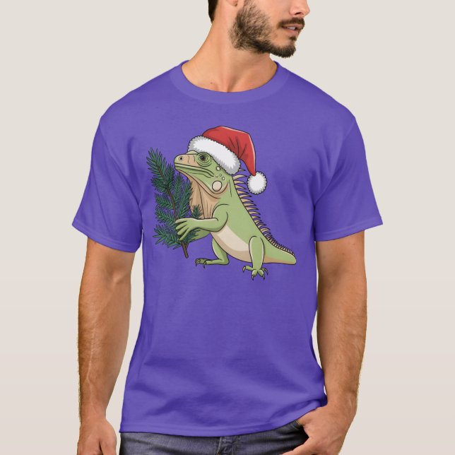 Camiseta Papais noeis de Natal Iguana Evergreen Christmasre (Frente)