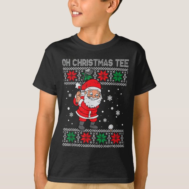 Camiseta Papais noeis De Natal Jogando Golfe Xmas Golfer Pa (Frente)