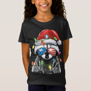 Camiseta Papais noeis de natal Lights Raccoon Engraçadas Tr