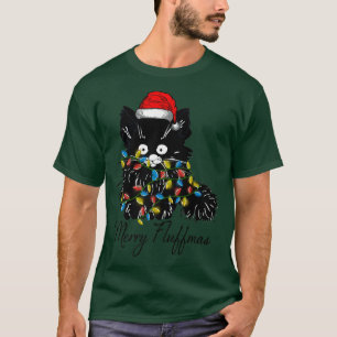 Camiseta Papais noeis de Natal luzes de fadas de gatos mas
