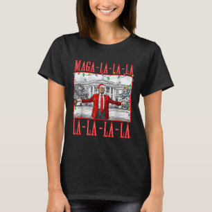 Camiseta Papais noeis de Natal Mega La La La Engraçado Trum