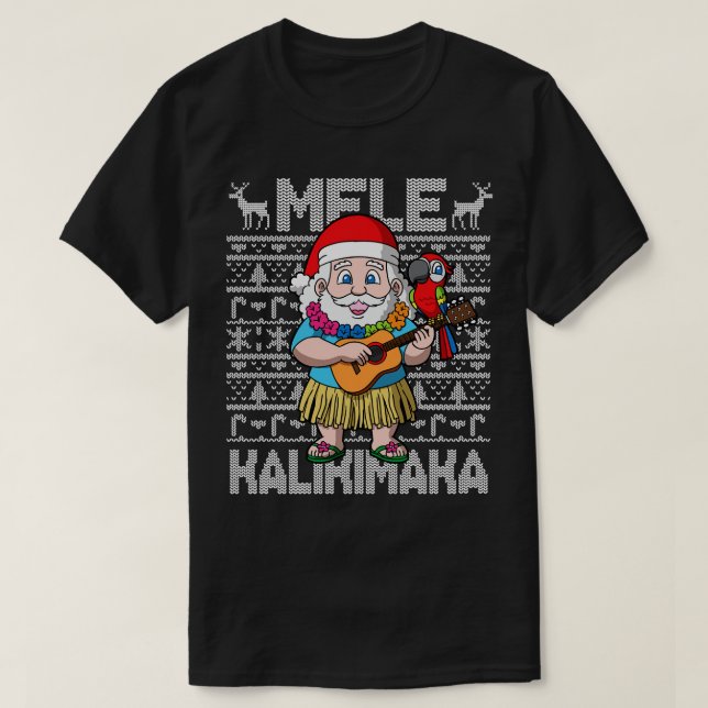 Camiseta Papais noeis de Natal Mele Kalikimaka Hawiian (Frente do Design)
