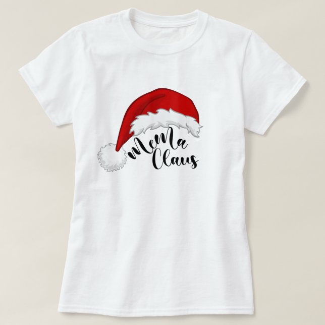 Camiseta Papais noeis de Natal Mema Claus T-Shirt (Frente do Design)