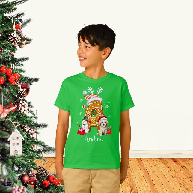Camiseta Papais noeis de Natal Monograma Gingerpão - Letra  (Criador carregado)