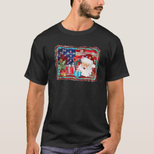 Camiseta Papais noeis de Natal Patriotas com Bandeira Ameri