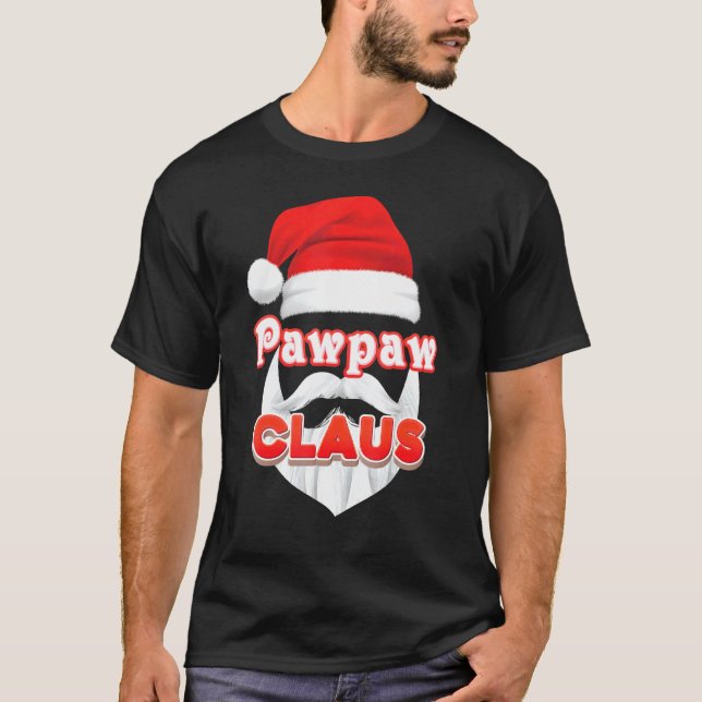 Camiseta Papais noeis de Natal Pawpaw Claus Enfrentam Feliz (Frente)