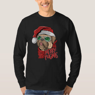 Camiseta Papais noeis de Natal Pug Feliz Pugmas Cristo Pug