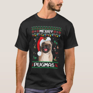 Camiseta Papais noeis de Natal Pug Feliz Pugmas Xmas