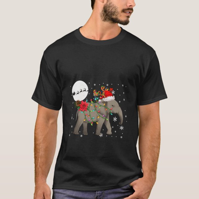 Camiseta Papais noeis De Natal Reindeer Elephant Combina Cr (Frente)