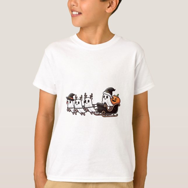 Camiseta Papais noeis de Natal Reindeer Ghost Happy G (Frente)