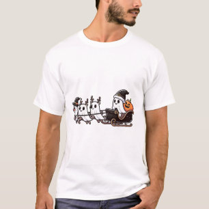 Camiseta Papais noeis de Natal Reindeer Ghost Happy G
