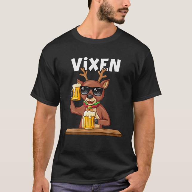 Camiseta Papais noeis de Natal Reindeer Vixen Xmas Group Co (Frente)