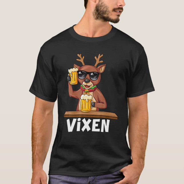 Camiseta Papais noeis de Natal Reindeer Vixen Xmas Group Co (Frente)