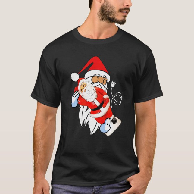 Camiseta Papais noeis De Natal Segurando Papais noeis Sopra (Frente)