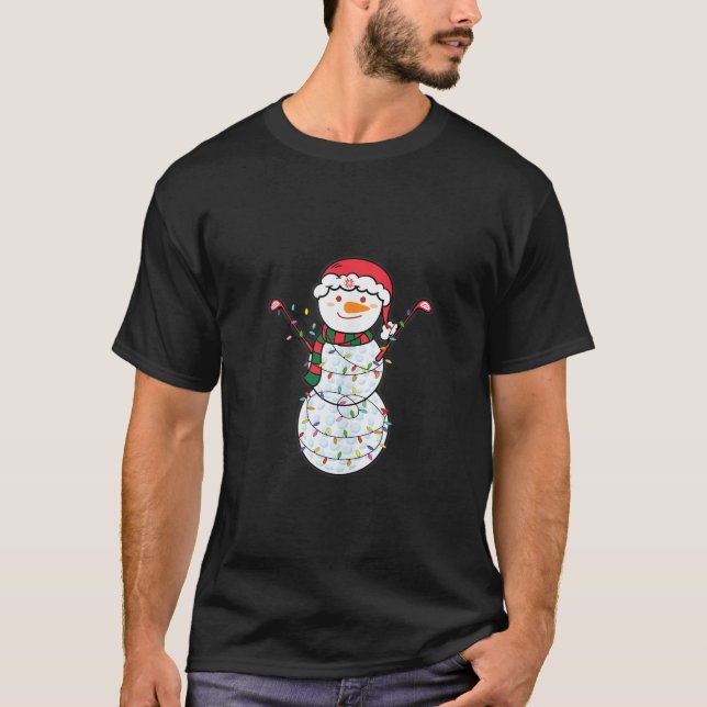 Camiseta Papais noeis de Natal Snowman Golf Ball Hat Light  (Frente)