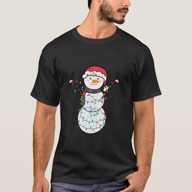 Camiseta Papais noeis de Natal Snowman Golf Ball Hat Light  (Frente)