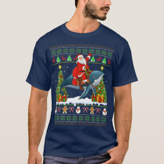 Camiseta Papais noeis De Ouro De Baleia Azul Andando De Bal