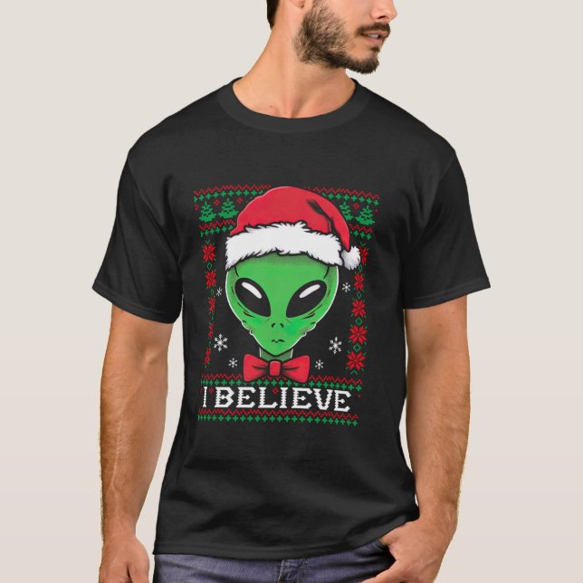 Camiseta Papais noeis de OVNI Festivos Alienígenas de Natal (Frente)