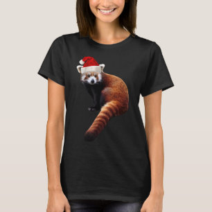 Camiseta Papais noeis de Panda Vermelha Chapéu de Natal Bon