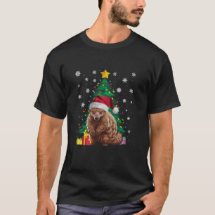 Camiseta Papais noeis de Pangolin com Luzes de Árvore de Na
