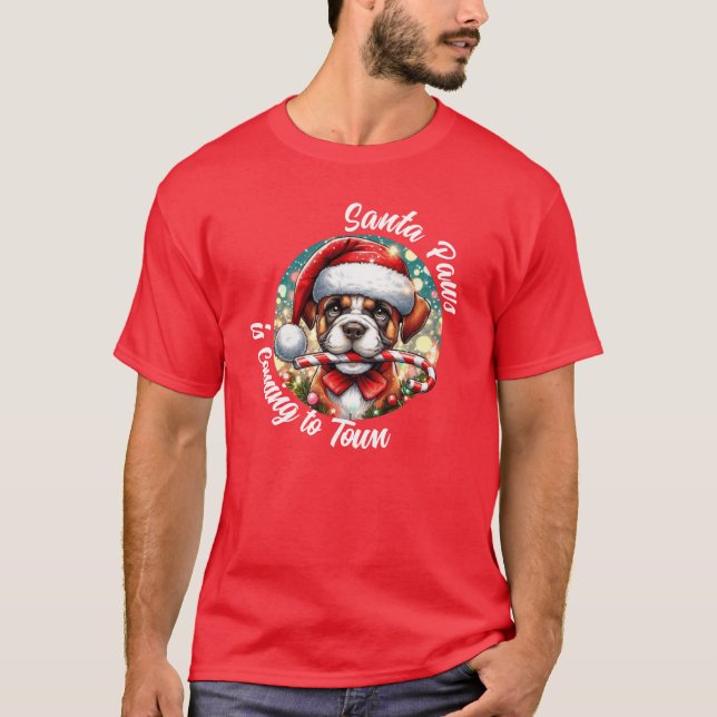 Camiseta Papais noeis de patas estão chegando à cidade (Frente)