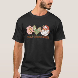 Camiseta Papais noeis de Paz Hippie Peace Retro Groovy Chri