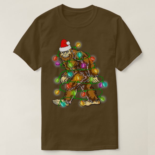 Camiseta Papais noeis de Pé Grande Luzes de Árvore de Natal (Frente do Design)