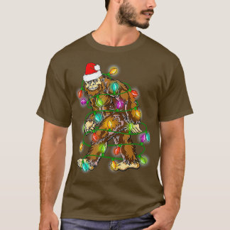 Camiseta Papais noeis de Pé Grande Luzes de Árvore de Natal