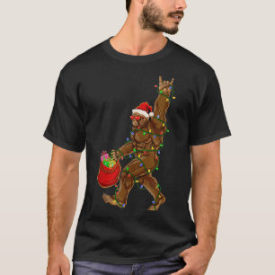 Camiseta Papais noeis de Pé Grande Luzes de Natal Rock Engr