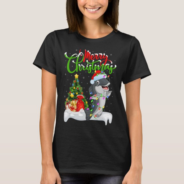 Camiseta Papais noeis de pesca de Natal (Frente)