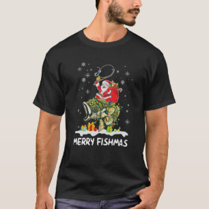 Camiseta Papais noeis de pesca felizes que Andam em Peixes