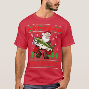 Camiseta Papais noeis de pescado felizes pescando no Natal 